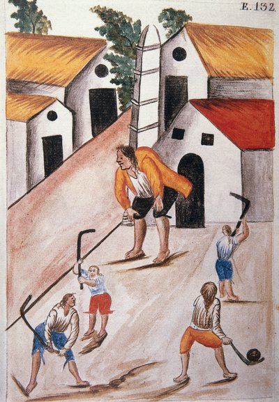 Jeunes Indiens jouant à la balle, du livre "Trujillo del Perú" ou "Codex Martínez Compañón", par Baltazar Martínez Compañón y Bujanda, évêque de Trujillo (1782-1785) - Unknown artist