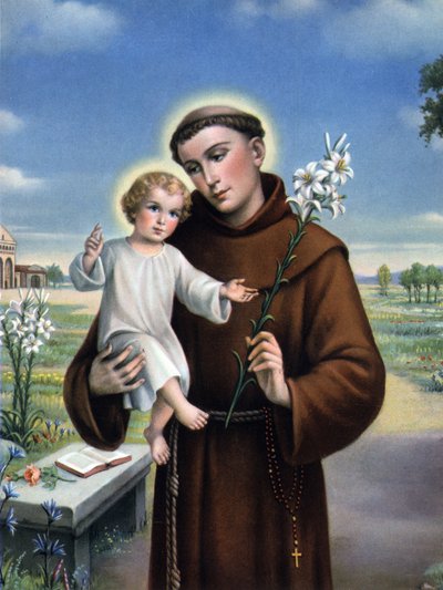 Image pieuse : représentation de Saint Antoine de Padoue (Antonio di Padova) connu sous le nom de Thaumaturge (1195-1231) - Unknown artist