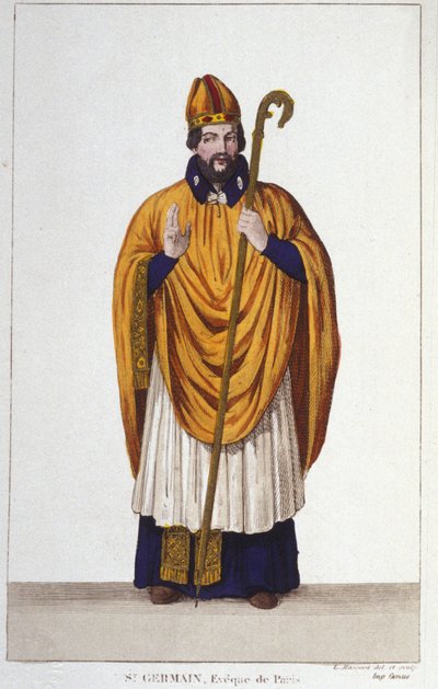 Portrait de Saint Germain, évêque de Paris en 555. Gravure de 1830 - Unknown artist