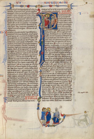 Initial P : Saint Paul remettant un parchemin à un évêque - Unknown artist/maker