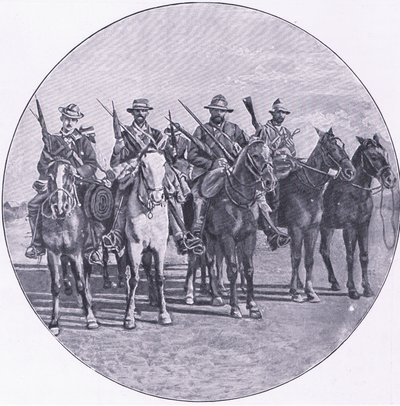 Boers armés de fusils et de parapluies, de Après Pretoria : La guerre de guérilla publiée par Harmsworth Bros Limited - Unknown photographer