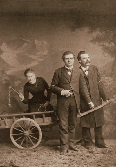 Paul Ree (1849-1901) philosophe anglais - Lou Andreas-Salomé (1861-1937) psychanalyste russe - Friedrich Nietzsche (1844-1900) philosophe allemand - mai 1882 (Lucerne, Atelier Jules Bonnet) - Unknown photographer