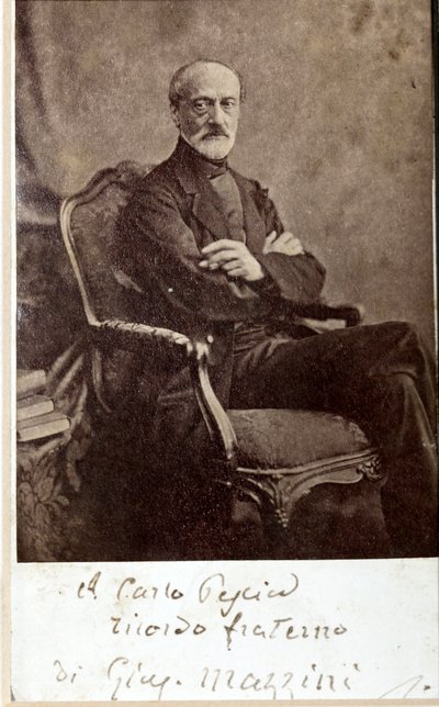Portrait de Giuseppe Mazzini, avec autographe - Unknown photographer
