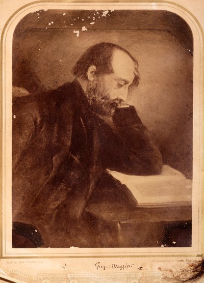Portrait de Giuseppe Mazzini, avec autographe (photo n/b) - Unknown photographer