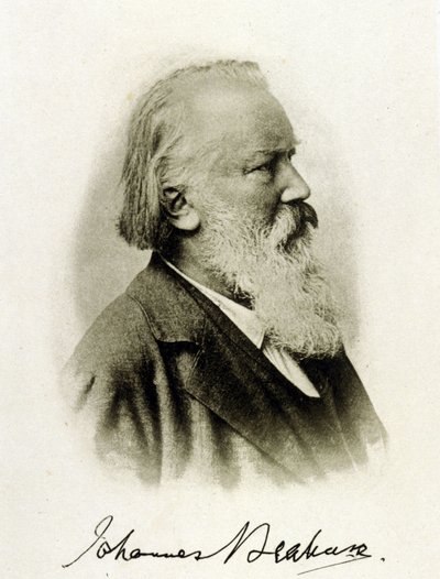 Portrait de Johannes Brahms (1833 - 1897), compositeur allemand sur une photographie autographe - Unknown photographer