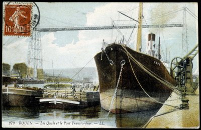 Carte postale du début du 20e siècle. Normandie, Rouen : Les quais et le pont transbordeur. - Unknown photographer