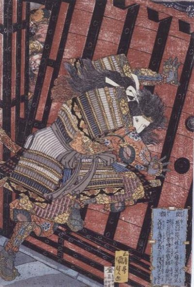 Hangaku défendant la porte, c.1830 - Utagawa Kunisada