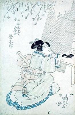 Iwai Kumesaturo en Date Otsura, une fille de maison de thé - Utagawa Kunisada