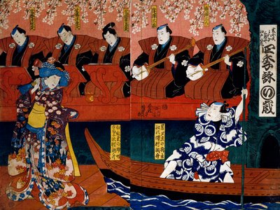 Shiki no Nagame Maru-ni-I no Toshi, acteur Toshi, scène des Quatre Saisons - Utagawa Kunisada