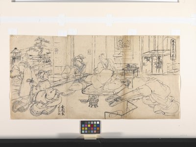 Les Quatre Accomplissements (Musique, Go, Calligraphie, Peinture) : Musique (Koto) - Utagawa (1786 1865) Kunisada