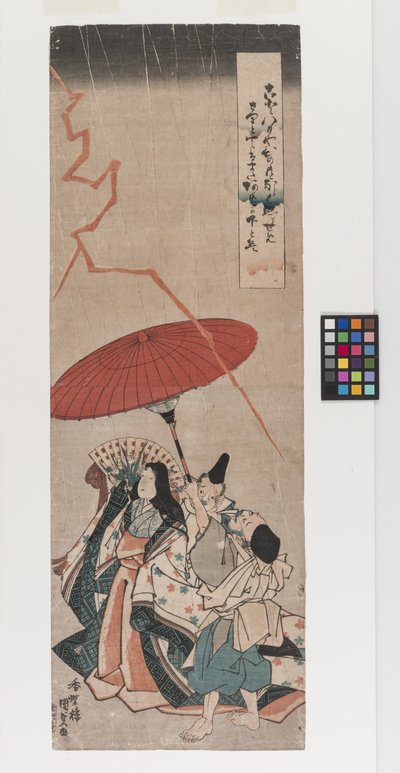 Sans titre; titre donné : Ono no Komachi apportant la pluie (Amagoi Komachi), vers 1835 - Utagawa (1786 1865) Kunisada