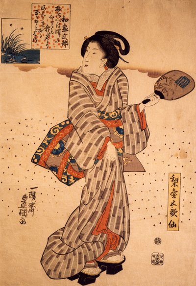 Femme avec un éventail rigide - Utagawa Kunisada