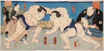 Combat des lutteurs de sumo Shiranui et Jimmaku - Utagawa Kunisada