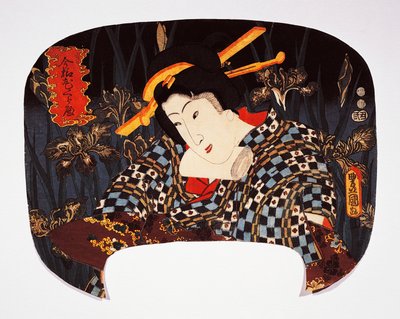 Portrait de courtisane avec iris en arrière-plan - Utagawa Kunisada