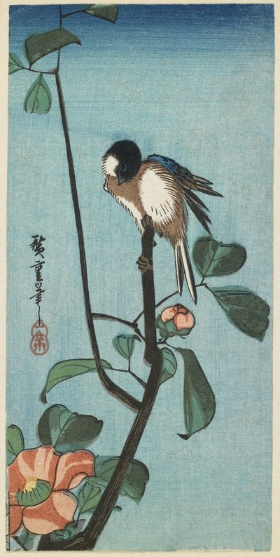 (Mésange sur Camélia), 1830-1858 - Utagawa Hiroshige