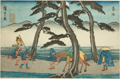 Akasaka, de la série "Les cinquante-trois stations du Tokaido (Tokaido gojusan tsugi no uchi)", également connue sous le nom de Gyosho Tokaido - Utagawa Hiroshige