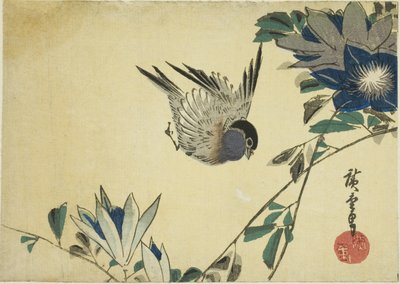 Bouvreuil et clématite - Utagawa Hiroshige