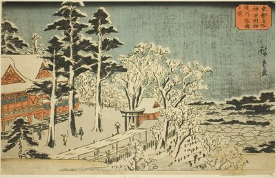 Beau temps après une chute de neige dans les quartiers du sanctuaire Kanda Myojin (Kanda Myojin keidai yukibare no zu), de la série "Lieux célèbres de la capitale orientale (Toto meisho)" - Utagawa Hiroshige