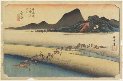 Rive lointaine de la rivière O_i, Kanaya, c. 1833 - Utagawa Hiroshige