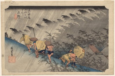 Pluie battante à Shono (Station 46) de la série Cinquante-trois Stations du Tokaido - Utagawa Hiroshige