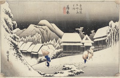 Neige du soir à Kanbara de la série 53 stations du Tokaido, vers 1833-4 - Utagawa Hiroshige