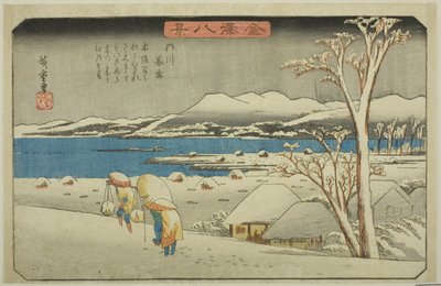 Neige du Soir à Uchikawa (Uchikawa bosetsu), de la série "Huit Vues de Kanazawa (Kanazawa hakkei)" - Utagawa Hiroshige