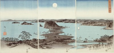 Vue du soir des huit sites célèbres de Kanazawa (Buyo Kanazawa hassho yakei) - Utagawa Hiroshige