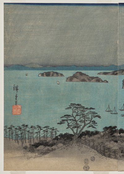 Vue du soir des huit lieux célèbres près de Kanazawa sous la pleine lune dans la province de Musashi - Utagawa Hiroshige
