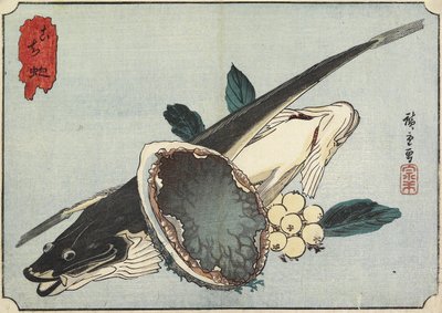 Flathead et Abalone, début du 19ème siècle - Utagawa Hiroshige