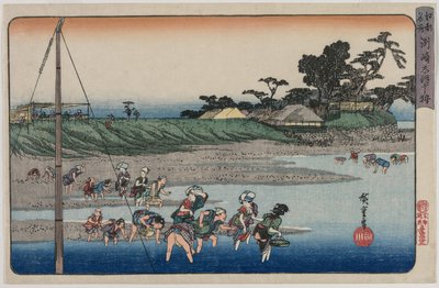 Récolte de coquillages à marée basse à Susaki, de la série Lieux célèbres d
