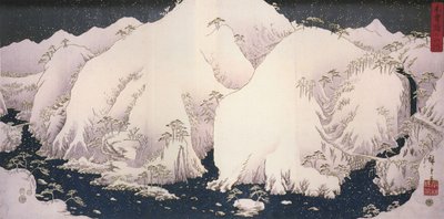 Hiroshige, Une rivière parmi les montagnes enneigées - Utagawa Hiroshige