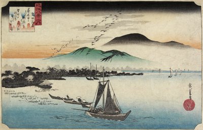 Oies rentrant à Katada, vers 1834 - Utagawa Hiroshige