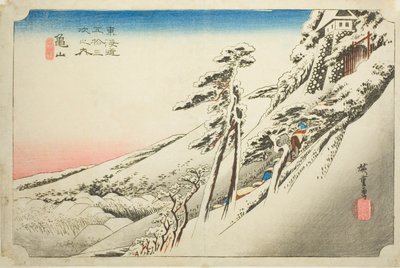 Kameyama : Dégagement du temps après la neige, de la série "Les cinquante-trois stations du Tokaido" - Utagawa Hiroshige