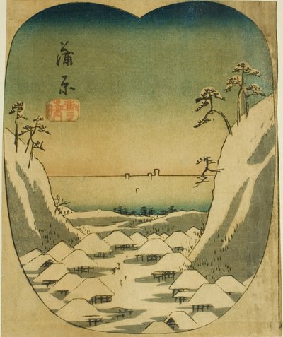 Kanbara, section de la feuille no. 4 de la série "Découpages des Cinquante-trois Stations" - Utagawa Hiroshige