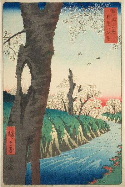 Koganei dans la province de Musashi (Musashi Koganei), de la série "Trente-six vues du mont Fuji (Fuji sanjurokkei)" - Utagawa Hiroshige