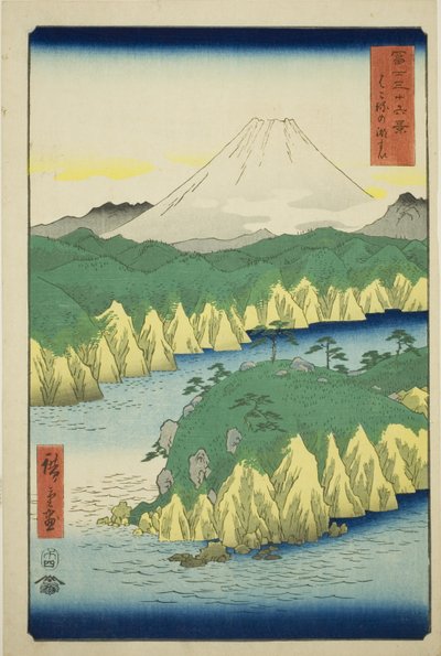 Lac à Hakone, de la série "Trente-six vues du mont Fuji" - Utagawa Hiroshige