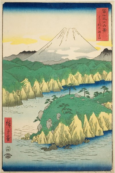 Lac à Hakone, de la série "Trente-six vues du mont Fuji" - Utagawa Hiroshige