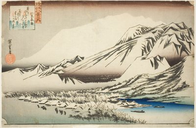Neige persistante sur le mont Hira (Hira no bosetsu), de la série "Huit vues de la province d