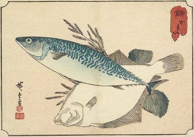 Maquereau et flétan, début du 19e siècle - Utagawa Hiroshige
