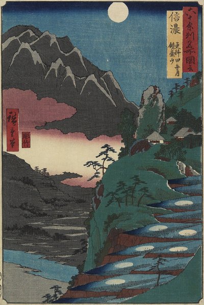Reflets de lune sur les rizières au pied du mont Kyo_dai, province de Shinano, juillet 1853 - Utagawa Hiroshige