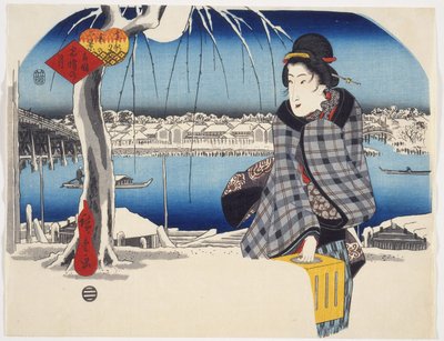 Lune après la neige à Rygoku de la série Trois vues de la neige dans les lieux célèbres de la capitale orientale, vers 1840 - Utagawa Hiroshige