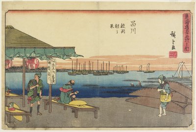 Scène matinale à Samezu, Shinagawa, 1841-1842 - Utagawa Hiroshige