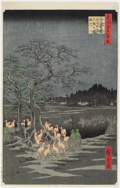 Réveillon du Nouvel An aux feux de renard à Nettle Tree, O_ji, septembre 1857 - Utagawa Hiroshige