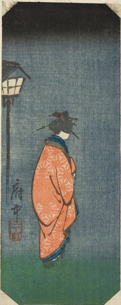 Nichomachi à Fuchu, section de la feuille no. 6 de la série "Images des cinquante-trois stations du Tokaido" - Utagawa Hiroshige