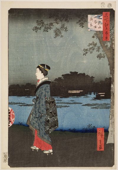 Vue nocturne du canal de Sanya et de la colline de Matsuchi, de la série 