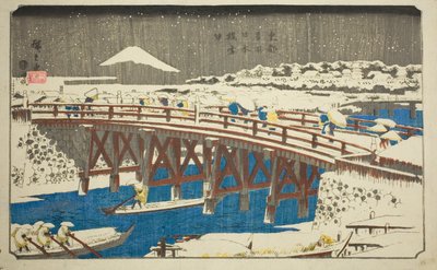 Pont Nihon sous la Neige (Nihonbashi setchu), de la série "Lieux Célèbres de la Capitale de l