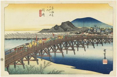 Okazaki--Pont Yahagi, vers 1833 - Utagawa Hiroshige
