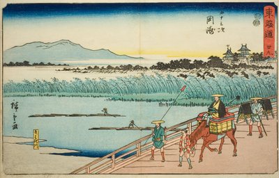 Okazaki : Rivière Yahagi—No. 39, de la série "Les cinquante-trois stations du Tokaido" - Utagawa Hiroshige