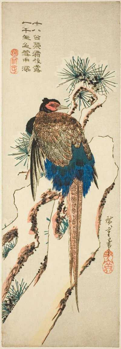 Faisan sur un pin enneigé - Utagawa Hiroshige