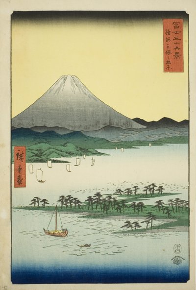 Plage de pins à Miho dans la province de Suruga, de la série "Trente-six vues du mont Fuji" - Utagawa Hiroshige